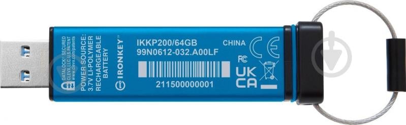 Флеш-память USB Kingston IronKey Keypad 200 64 ГБ USB 3.2 blue (IKKP200/64GB) - фото 5