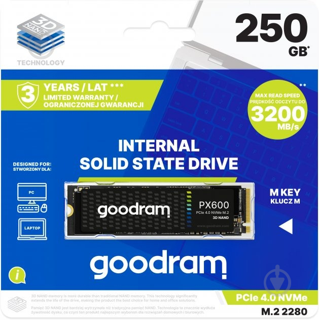 SSD-накопитель Goodram PX600 250GB M.2 PCI Express 4.0 x4 3D TLC (SSDPR-PX600-250-80) - фото 4