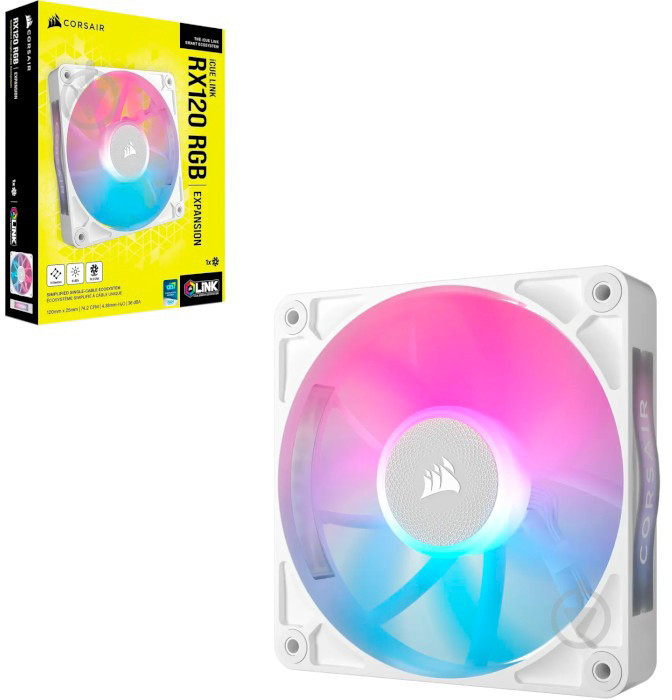 Корпусный кулер Corsair iCUE Link RX120 RGB PWM (CO-9051021-WW) White - фото 3