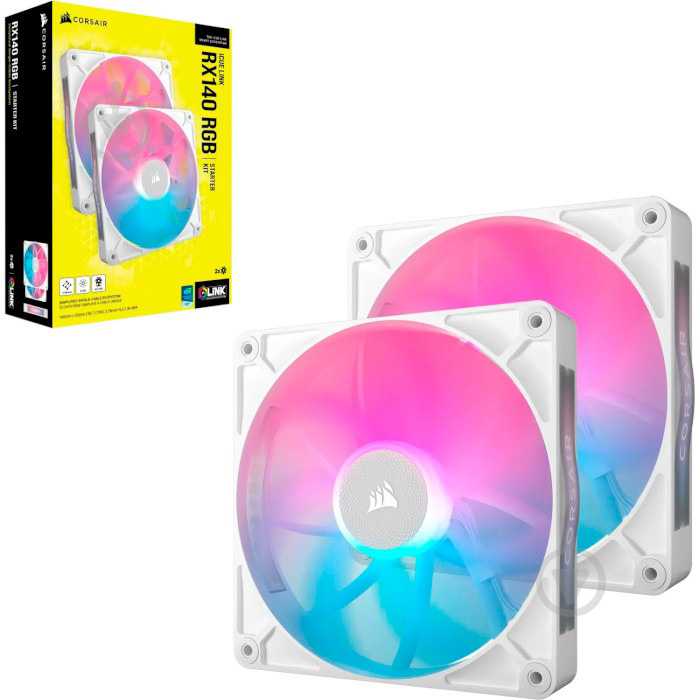 Набор вентиляторов для корпуса Corsair iCUE Link RX140 RGB PWM Twin Pack (CO-9051024-WW) White - фото 3