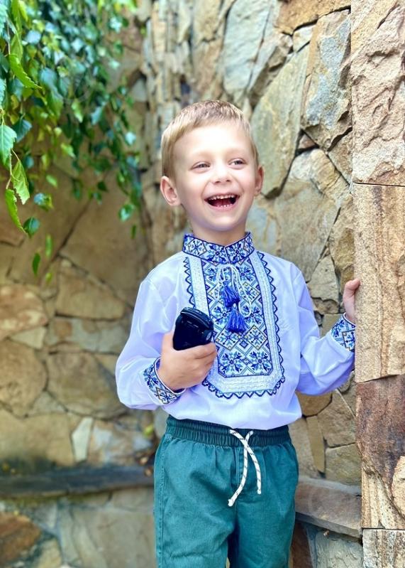 Вышиванка для мальчиков Galychanka Младший капрал р.128 белый с синим Bsh-42ls - фото 2