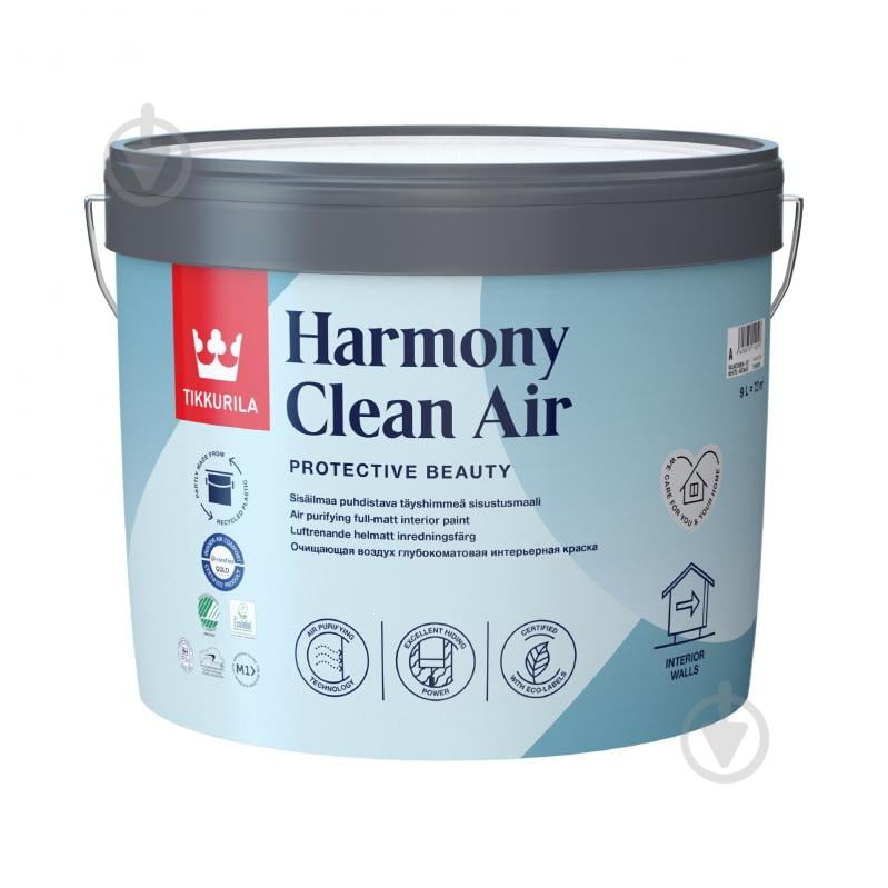 Фарба акрилатна TIKKURILA Harmony Clean Air базіс А глибокий мат 9 л 14 кг - фото 1