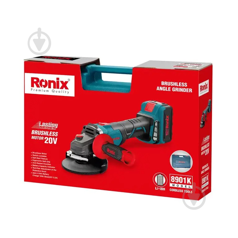 Болгарка (кутова шліфмашина) Ronix 8901K 8901K 20В 4Ач х 2 - фото 11