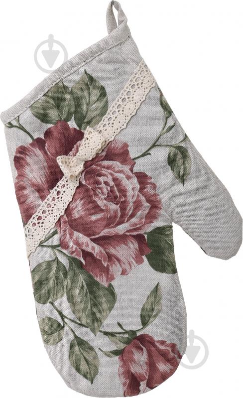 Прихватка-варежка large pink Rose 15x26 см бежевый Прованс - фото 1