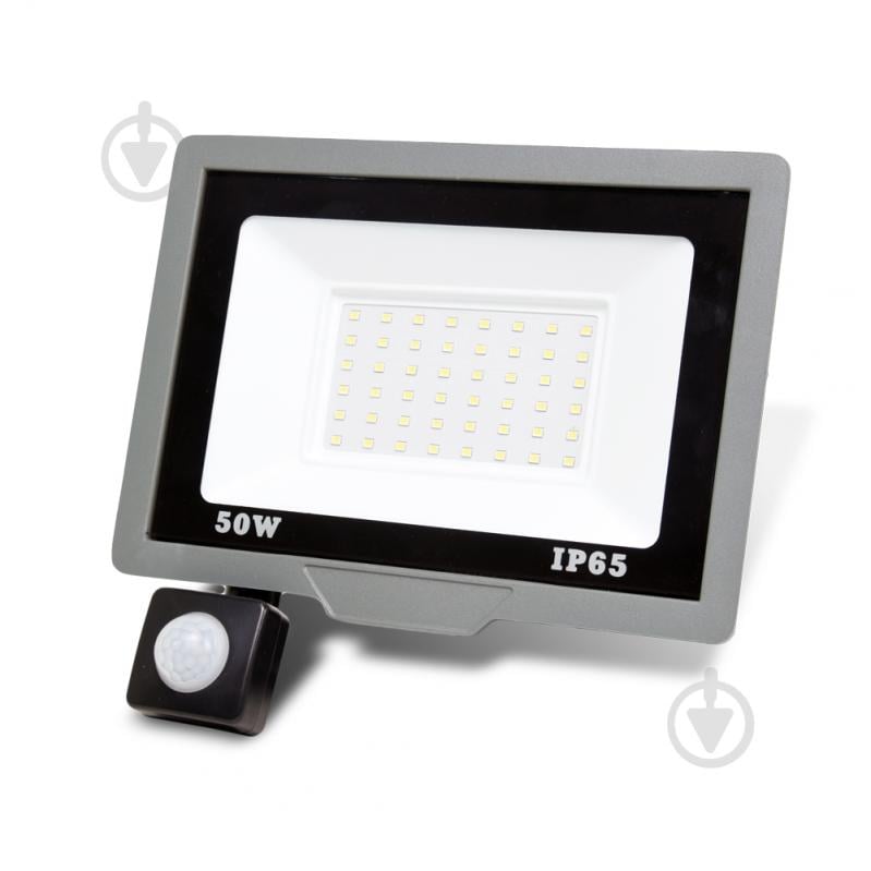 Прожектор з датчиком руху ONE LED ultra (ZY-TH18-50-S ) 50 Вт IP65 сірий 254742 - фото 1