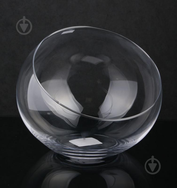 Ваза стеклянная со скошенным краем 24 см 20 см прозрачная - фото 1