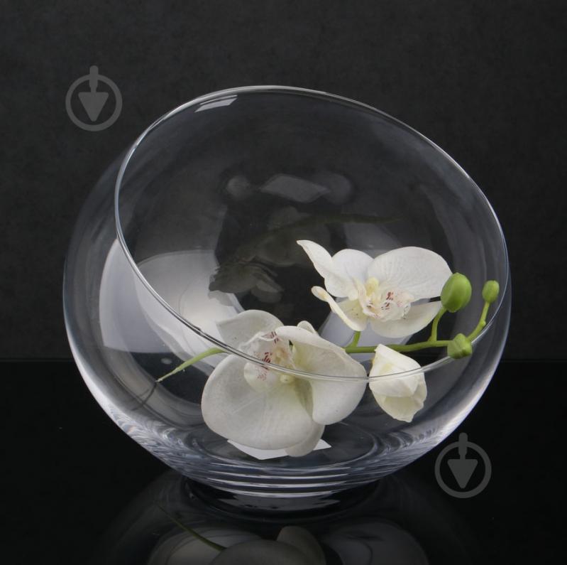 Ваза стеклянная со скошенным краем 24 см 20 см прозрачная - фото 3