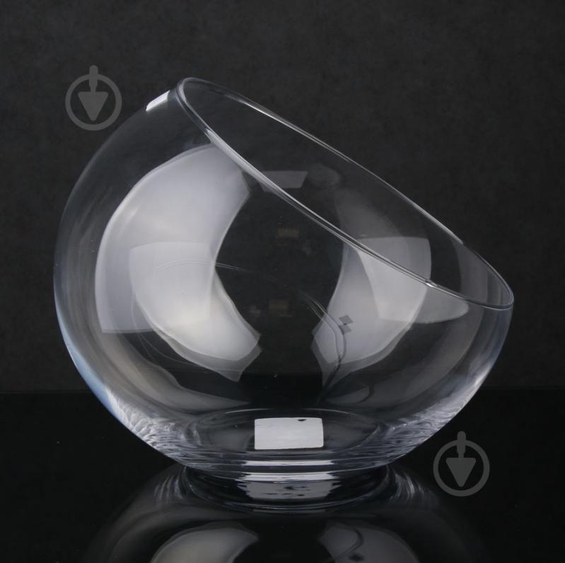 Ваза стеклянная со скошенным краем 24 см 20 см прозрачная - фото 2