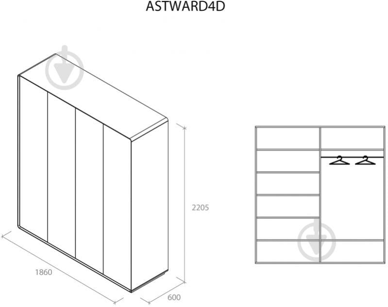 Шкаф для одежды Astrid ASTWARD4D 4-дверный белый матовый - фото 3