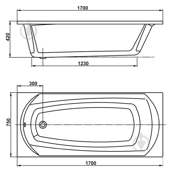 Ванна акриловая Vagnerplast Ebony 170х75 см VPBA170EBO2X-04 - фото 3