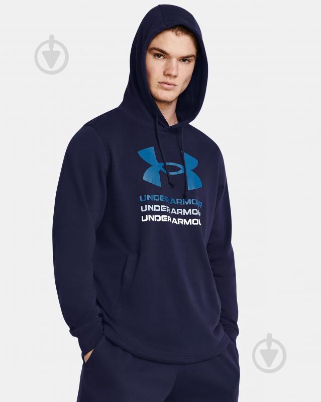 Джемпер Under Armour UA RIVAL TERRY GRAPHIC HOOD 1386047-410 р.M синий - фото 1