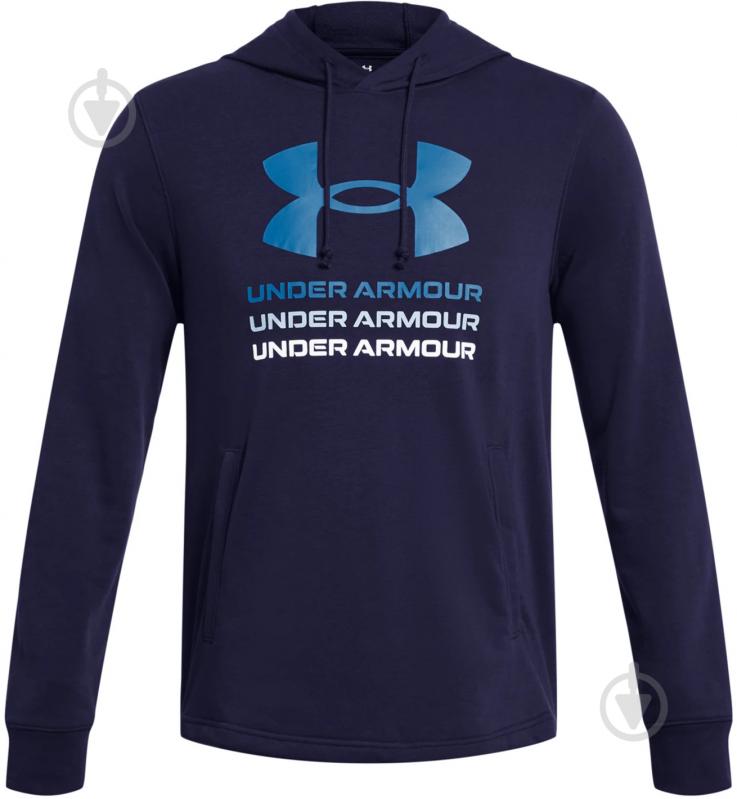 Джемпер Under Armour UA RIVAL TERRY GRAPHIC HOOD 1386047-410 р.M синий - фото 3