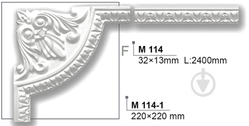 Декор кутовий Harmony M 114-1 2 шт. 220x13x220 мм - фото 1