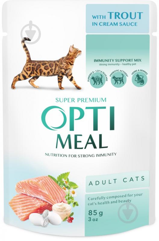 Корм для дорослих котів Optimeal з фореллю в кремовому соусі 85 г - фото 1