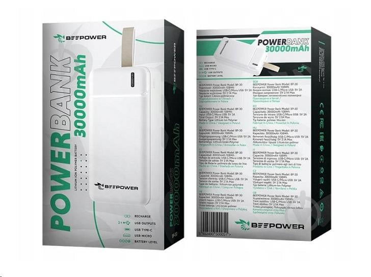 Повербанк BeePower 30000 mAh white (BP-30_VW) - фото 4