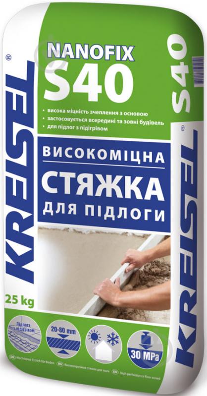 Стяжка для підлоги KREISEL високоміцна БЕТОН B-35 NANOFIX S40 25 кг - фото 3