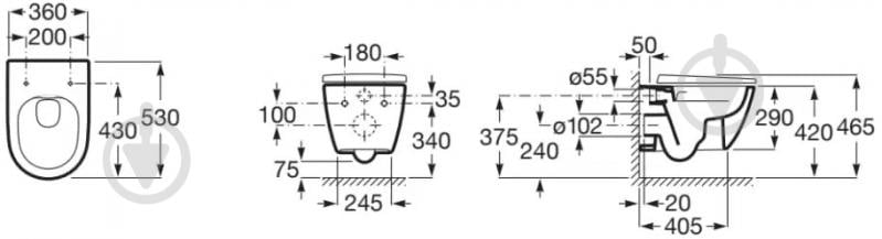 Чаша підвісного унітаза ROCA ONA Rimless із сидiнням slow-closing A34H688000 - фото 8