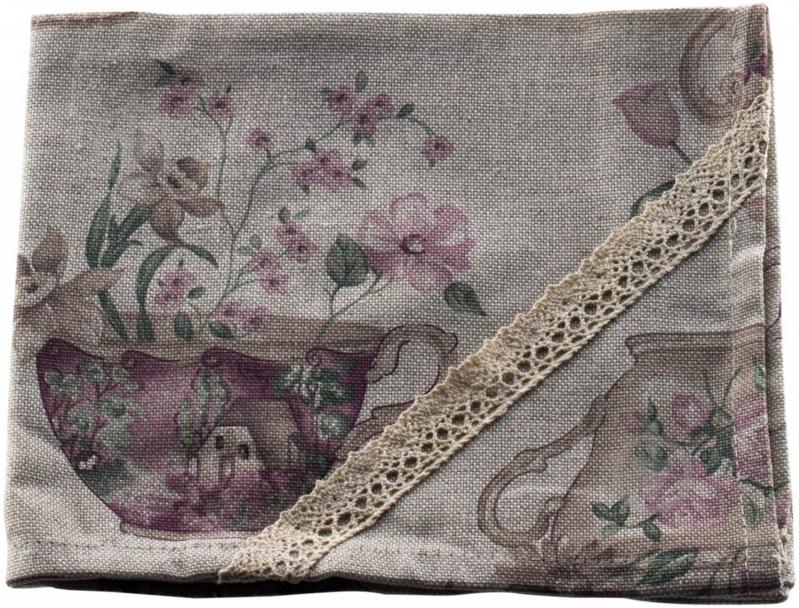 Серветка Прованс Cups із мереживом 35x45 см бежевий - фото 1