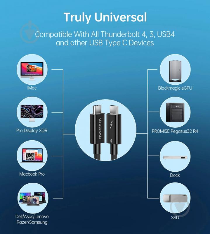 Кабель Choetech 0,8 м чорний (A3010) - фото 4