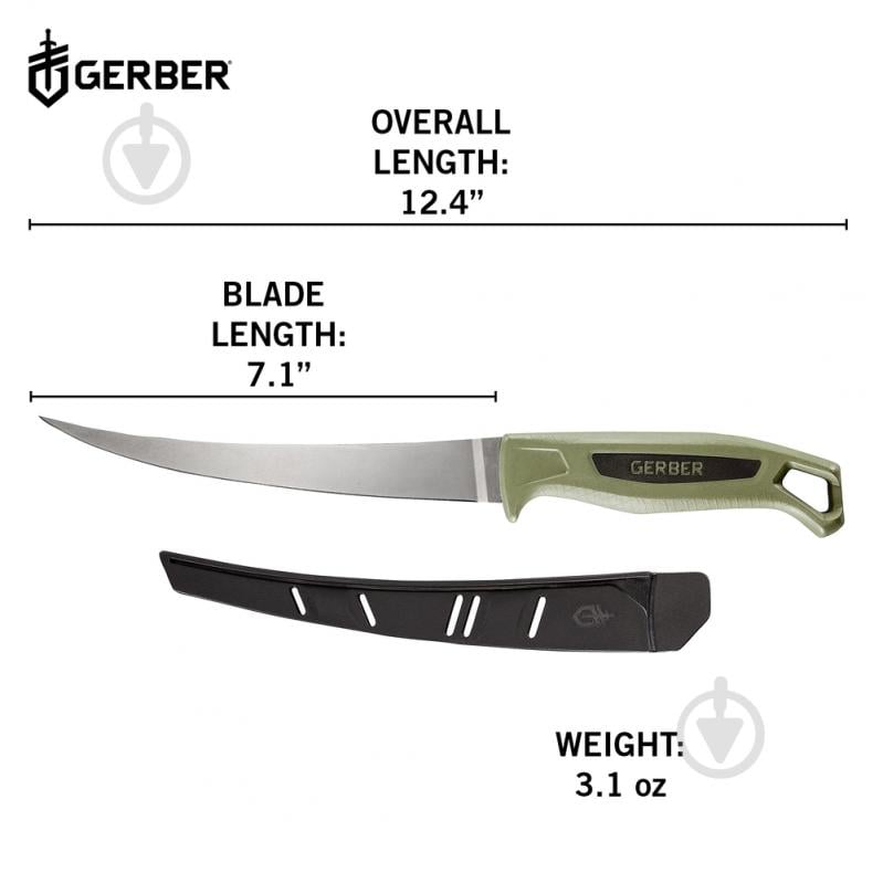 Нож Gerber Knives Ceviche 7",E,Box,GRN,BLK філейний - фото 2 Нож Gerber Knives Ceviche 7",E,Box,GRN,BLK філейний - фото 2
