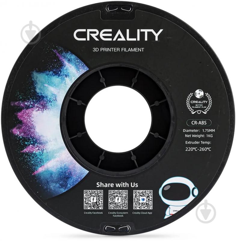 Пластик для 3D-принтера CREALITY ABS Filament 1 кг 1.75 мм чорний (3301020035) - фото 3