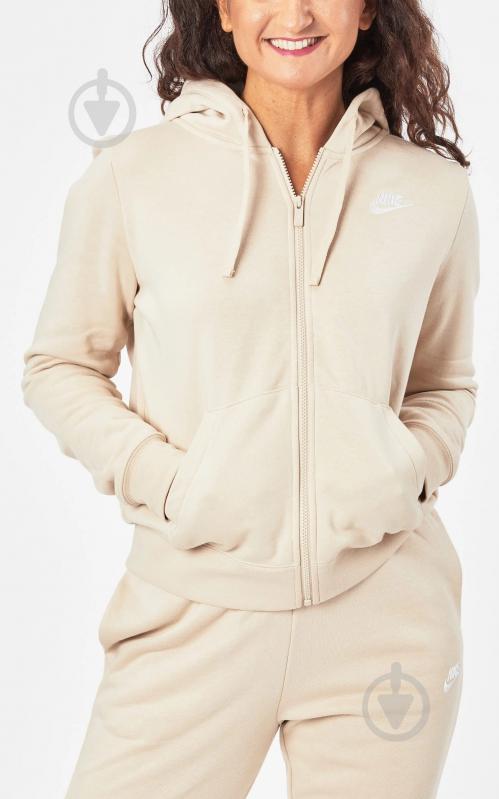 Джемпер Nike W NSW CLUB FLC FZ HOODIE STD DQ5471-126 р.XS бежевый - фото 1