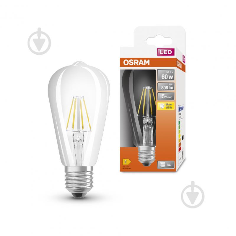 Лампа светодиодная Osram Edison 1906 6 Вт E27 3000 К 220-240 В прозрачная 4052899972834 - фото 5