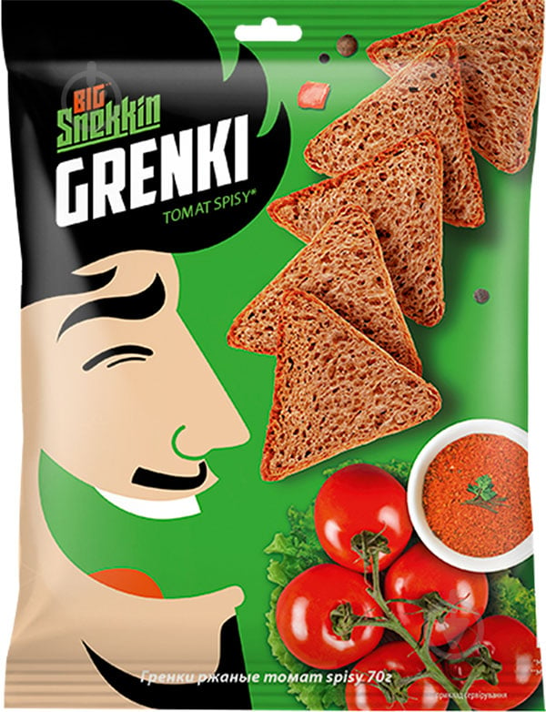 Гренки Snekkin ржаные со вкусом острых томатов 70 г (4820078778085) - фото 1