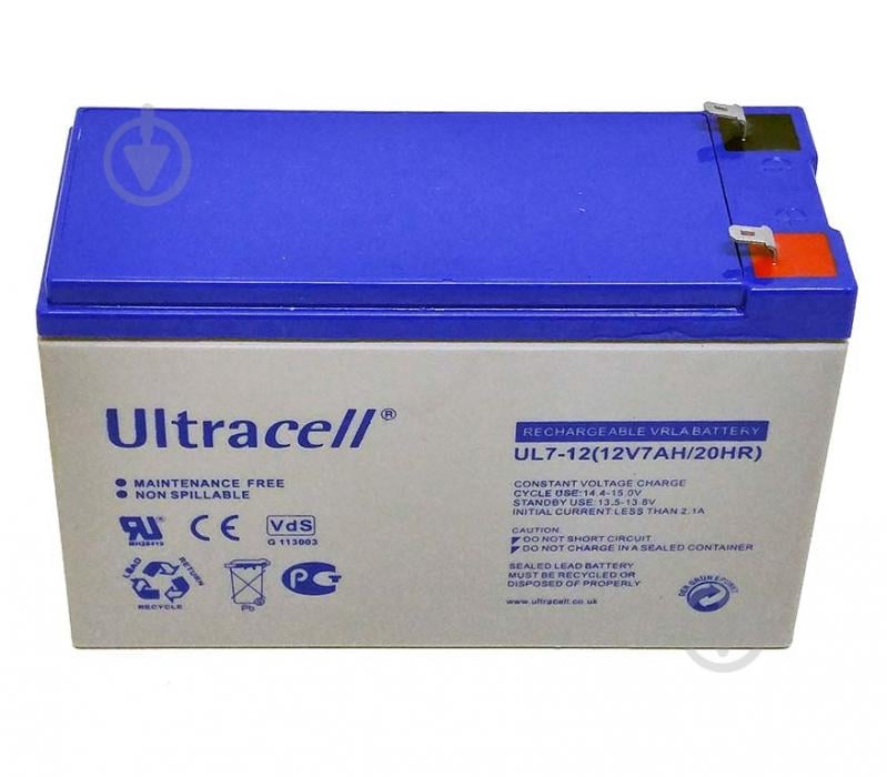 Батарея акумуляторна Ultracell AGM UL7-12 12В 7А-год - фото 1