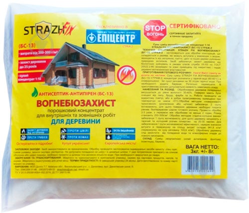 Вогнебіозахист STRAZH FIX (БС-13) 1:10 рожевий не створює плівки 3 кг - фото 1