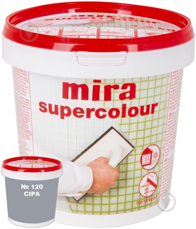 Затирка для плитки Mira Supercolour 120 1.2 кг серый - фото 1