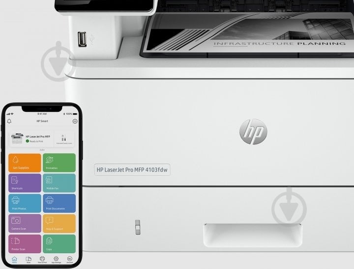 МФУ HP LaserJet Pro 4103fdw + Wi-Fi А4 (2Z629A) - фото 5