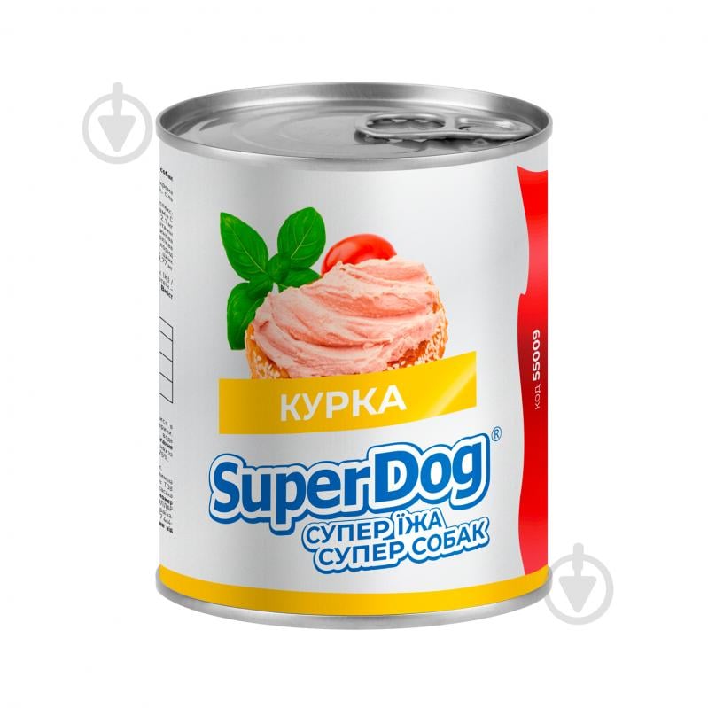 Паштет консервированный для всех пород SuperDog с курицей 800 г - фото 1