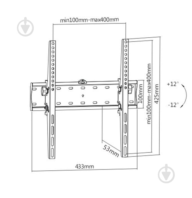 Кронштейн настенный Gembird WM-55T-02 наклонные 32"-55" черный - фото 2 Кронштейн настенный Gembird WM-55T-02 наклонные 32"-55" черный - фото 2