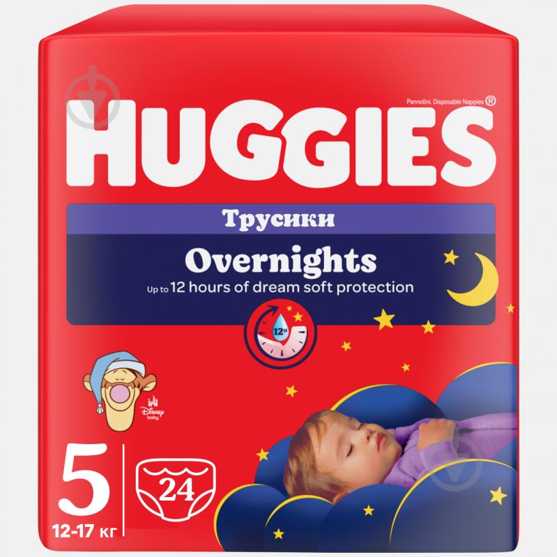 Huggies Подгузники-трусики Overnights Pants 12-17 кг 5 24 шт. - фото 1