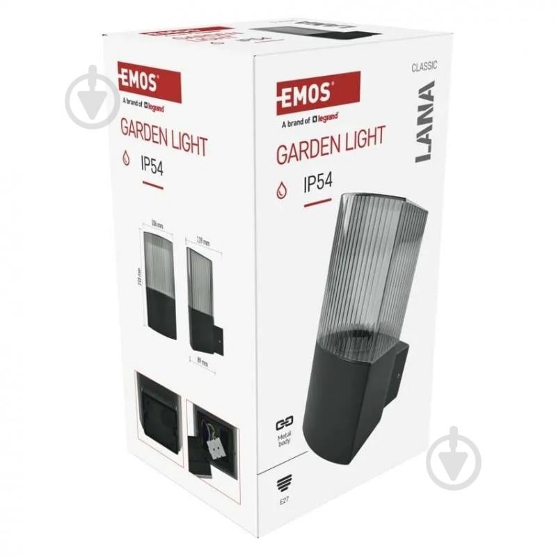 Светильник садовый Emos светодиодный настенный E27 25 Вт IP54 антрацит ZGL010P - фото 15 Светильник садовый Emos светодиодный настенный E27 25 Вт IP54 антрацит ZGL010P - фото 15