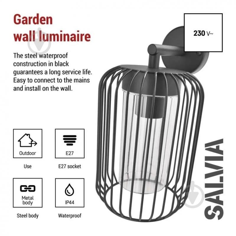 Светильник садовый Emos светодиодный настенный E27 15 Вт IP44 черный ZGD010P - фото 4 Светильник садовый Emos светодиодный настенный E27 15 Вт IP44 черный ZGD010P - фото 4