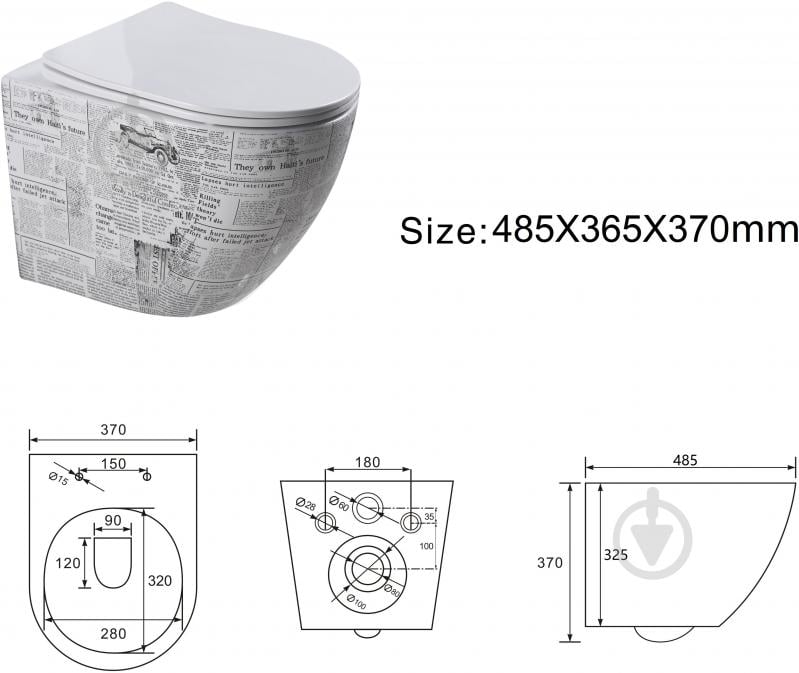 Унитаз подвесной EGO PAPER MARBLE Rimless сиденье Duroplast SLIM soft-close - фото 5 Унитаз подвесной EGO PAPER MARBLE Rimless сиденье Duroplast SLIM soft-close - фото 5
