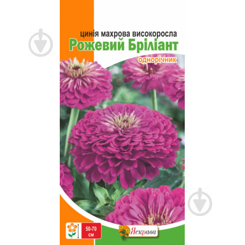 Семена Яскрава цинния Цинния Махрова Розовый Бриллиант - фото 2