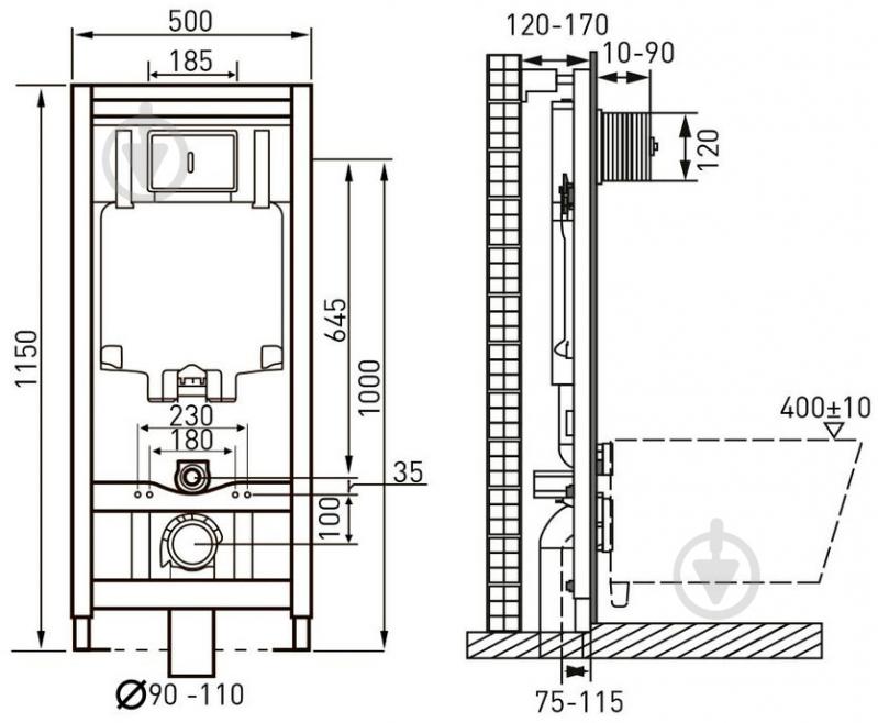 УЦЕНКА! Инсталляция для унитаза VOLLE Master 4 в 1 141519 (УЦ №167) - фото 4