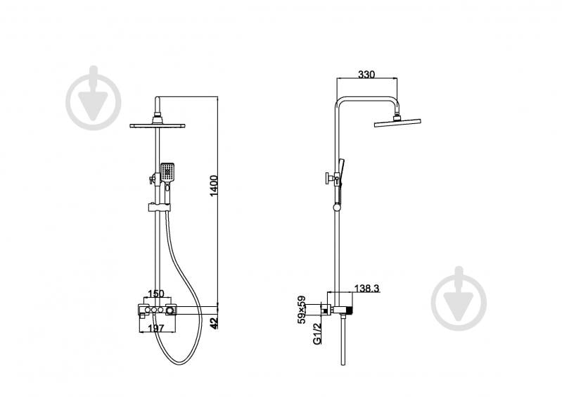 Душевая система Aqua Rodos Gessie Black Matte - фото 2