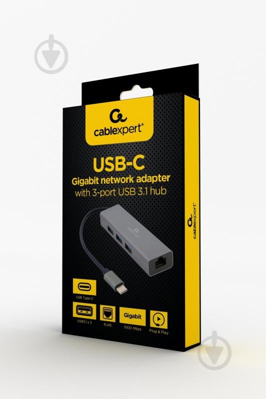 Адаптер Cablexpert A-CMU3-LAN-01 с USB-С на Gigabit Ethernet, 3 Ports USB 3.1 - фото 3