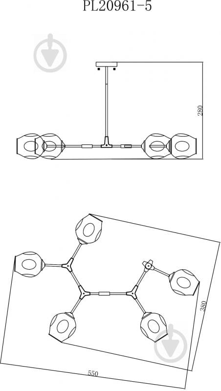 Світильник стельовий Accento lighting Molecule 5x60 Вт E27 чорний - фото 3