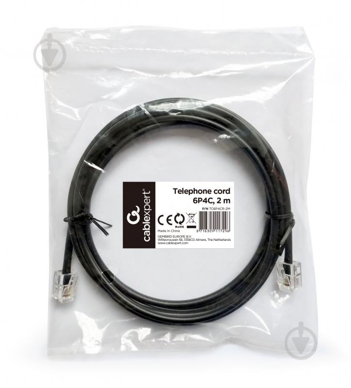 Кабель телефонный Cablexpert TC6P4CR-2M - фото 2 Кабель телефонный Cablexpert TC6P4CR-2M - фото 2