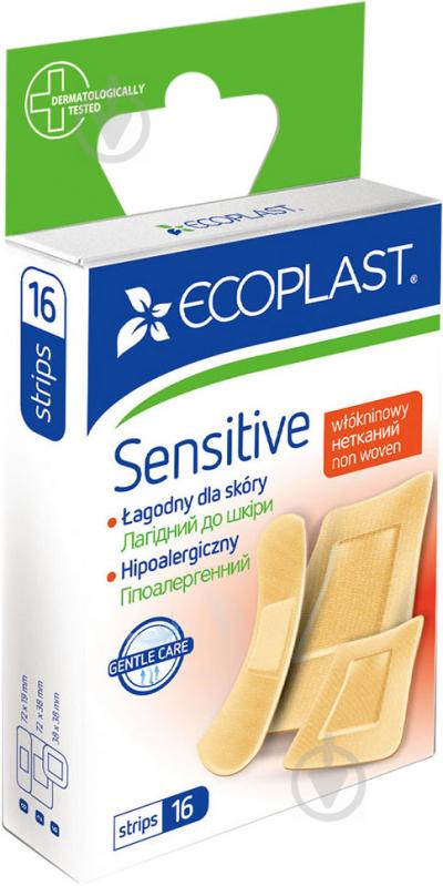 Лейкопластир ECOPLAST Sensitive 72х19 мм, 72х38 мм, 38х38 мм нестерильні 16 шт. - фото 1