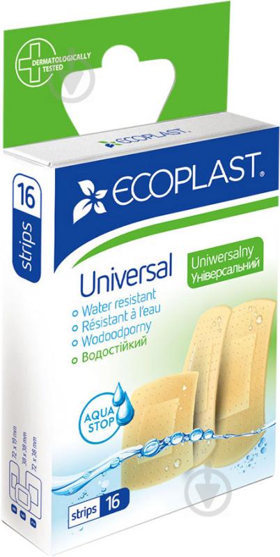 Лейкопластир ECOPLAST Universal 72х19 мм, 38х38 мм, 72х38 мм нестерильні 16 шт. - фото 1