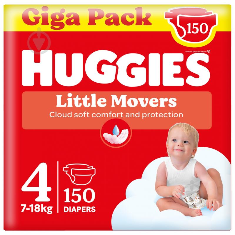 Підгузки Huggies Little Movers 4 7-18 кг 150 шт. - фото 1