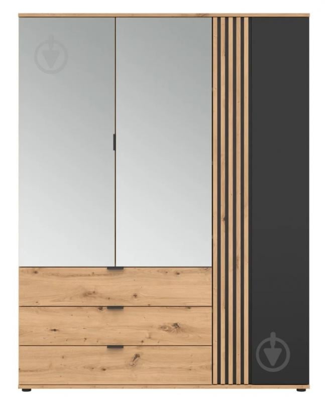 Шкаф BRW VABRES 1д2M 1955х1505х560 мм дуб артизан / чорный (S620-SZF1D2M3S-DASN/DASN/CA) - фото 2