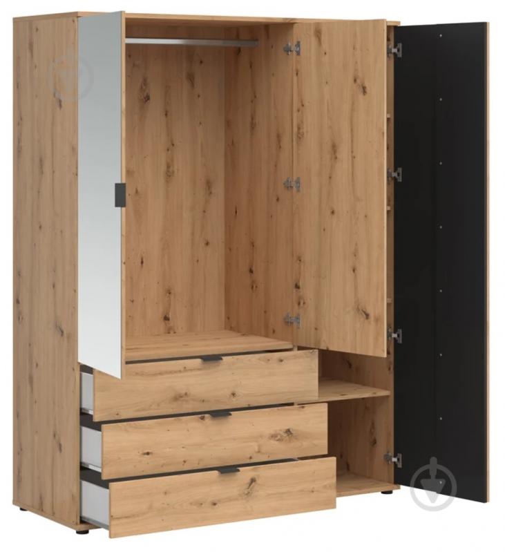 Шкаф BRW VABRES 1д2M 1955х1505х560 мм дуб артизан / чорный (S620-SZF1D2M3S-DASN/DASN/CA) - фото 3