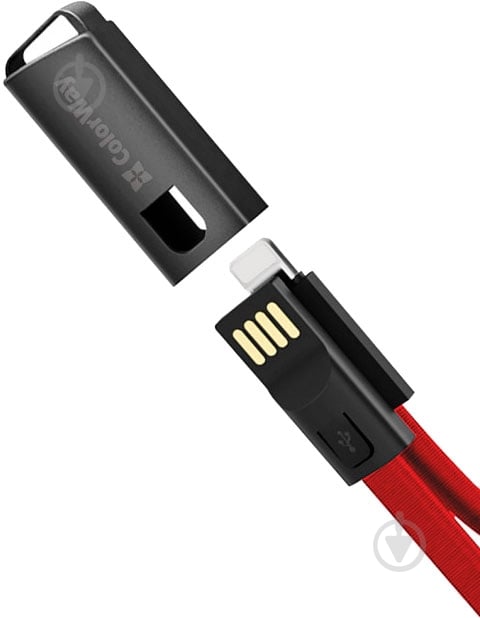 Кабель ColorWay Lightning – USB 0,22 м червоний (CW-CBUL021-RD) брелок 2.4 A - фото 2 Кабель ColorWay Lightning – USB 0,22 м червоний (CW-CBUL021-RD) брелок 2.4 A - фото 2